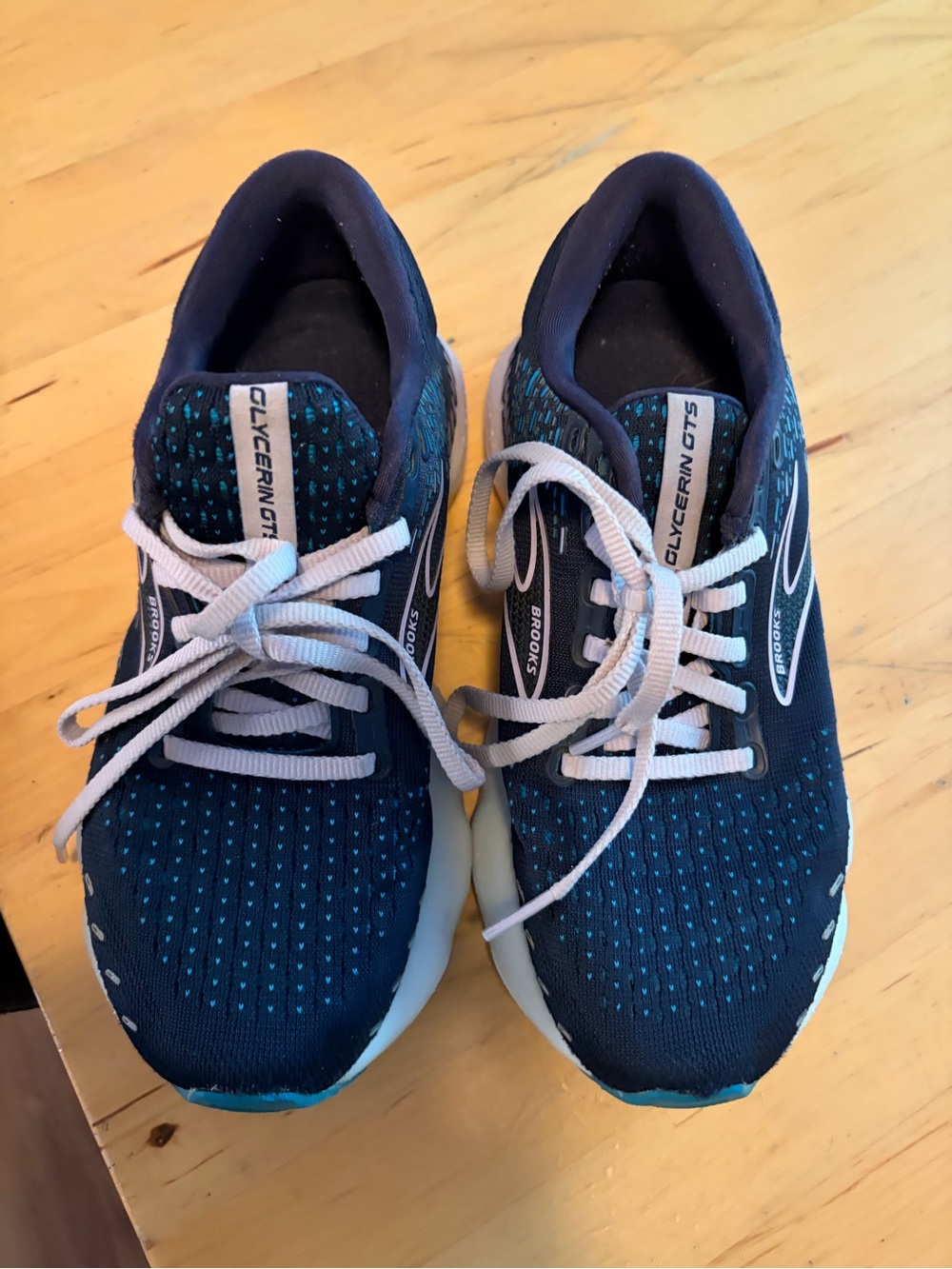 Brooks Running Shoes - Teal and Navy with White Laces